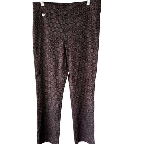 SlimSations Sz 10 Dark Gray Straight Leg Pants with Brocade Print Whimsigoth - Picture 1 of 5